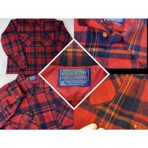 VTG Pendleton Board Shirt Flannel Loop Collar Mens Large 60s 70s Wool USA -Holes